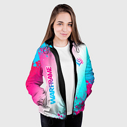 Куртка с капюшоном женская Warframe neon gradient style: надпись, символ, цвет: 3D-черный — фото 2