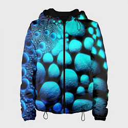 Куртка с капюшоном женская Объемные неоновые капли, цвет: 3D-черный