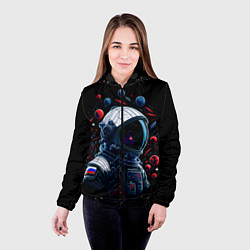 Куртка с капюшоном женская Российский астронавт - планеты, цвет: 3D-черный — фото 2