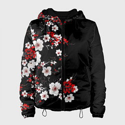 Женская куртка Белая и красная сакура - цветение