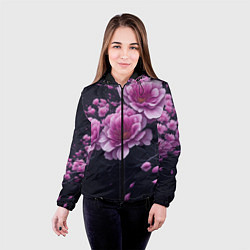 Куртка с капюшоном женская Ветки цветущей розовой сакуры, цвет: 3D-черный — фото 2