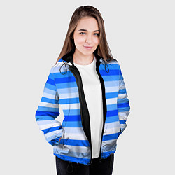 Куртка с капюшоном женская Полосатый голубой, цвет: 3D-черный — фото 2