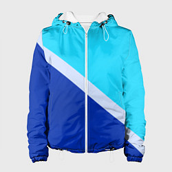Куртка с капюшоном женская Двуцветный голубой, цвет: 3D-белый