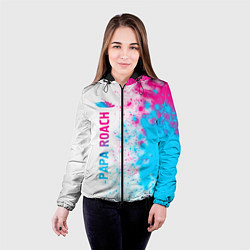Куртка с капюшоном женская Papa Roach neon gradient style: по-вертикали, цвет: 3D-черный — фото 2