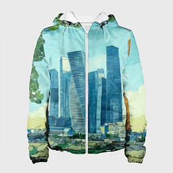 Куртка с капюшоном женская Москва-сити Ван Гог, цвет: 3D-белый