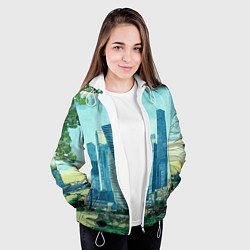 Куртка с капюшоном женская Москва-сити Ван Гог, цвет: 3D-белый — фото 2