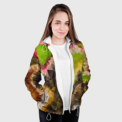Куртка с капюшоном женская Green brown pattern, цвет: 3D-белый — фото 2