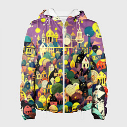 Куртка с капюшоном женская Праздничный город, цвет: 3D-белый