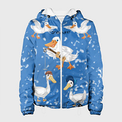Куртка с капюшоном женская Белые гуси и утки, цвет: 3D-белый