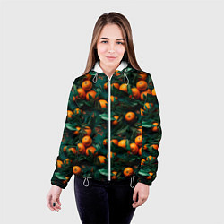 Куртка с капюшоном женская Яркие апельсины, цвет: 3D-белый — фото 2