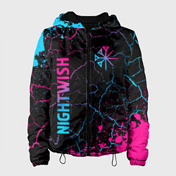 Куртка с капюшоном женская Nightwish - neon gradient: надпись, символ, цвет: 3D-черный