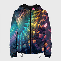 Куртка с капюшоном женская Радужные блики нейроарт, цвет: 3D-черный
