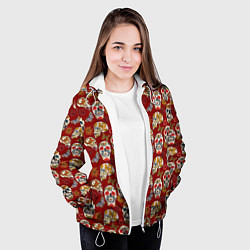 Куртка с капюшоном женская Мексиканские черепа с бабочками, цвет: 3D-белый — фото 2