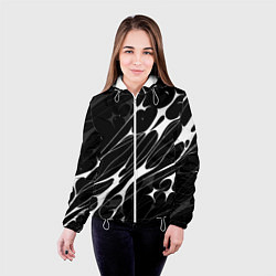 Куртка с капюшоном женская Белые абстрактные полосы, цвет: 3D-белый — фото 2