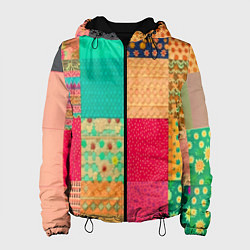 Куртка с капюшоном женская Кусочки материи, цвет: 3D-черный