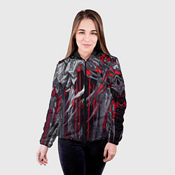 Куртка с капюшоном женская Красная демоническая кибер броня, цвет: 3D-черный — фото 2
