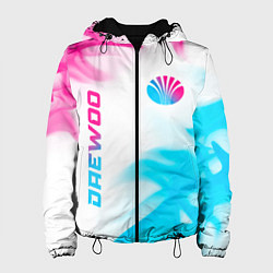 Куртка с капюшоном женская Daewoo neon gradient style: надпись, символ, цвет: 3D-черный