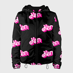 Куртка с капюшоном женская Логотип Кен - патерн, цвет: 3D-черный