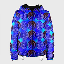 Куртка с капюшоном женская Синий шашечный мотив, цвет: 3D-черный