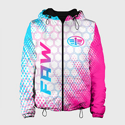 Куртка с капюшоном женская FAW neon gradient style: надпись, символ, цвет: 3D-черный