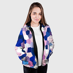 Куртка с капюшоном женская Мозаика абстракция, цвет: 3D-черный — фото 2