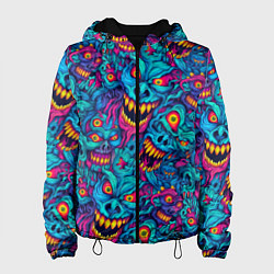 Куртка с капюшоном женская Неоновые монстры - graffiti art style pattern, цвет: 3D-черный