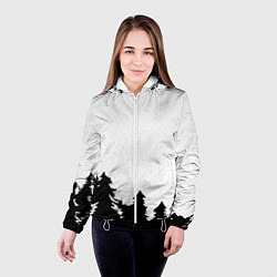 Куртка с капюшоном женская Стилизация ёлки зима, цвет: 3D-белый — фото 2