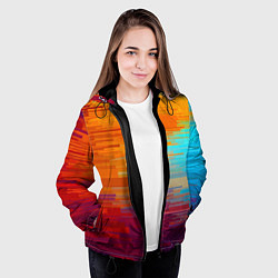 Куртка с капюшоном женская Цветной глитч, цвет: 3D-черный — фото 2