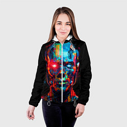 Куртка с капюшоном женская AI Робот digital pop-art, цвет: 3D-белый — фото 2