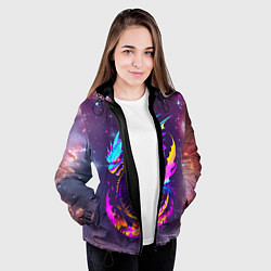 Куртка с капюшоном женская Space dragon - neon glow - neural network, цвет: 3D-черный — фото 2