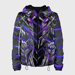 Куртка с капюшоном женская Киберпанк линии фиолетовые, цвет: 3D-черный