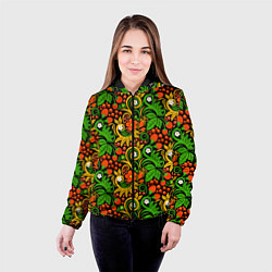 Куртка с капюшоном женская Русское народное искусство - хохлома, цвет: 3D-черный — фото 2