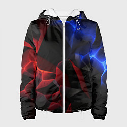 Куртка с капюшоном женская Синие и красные плиты, цвет: 3D-белый