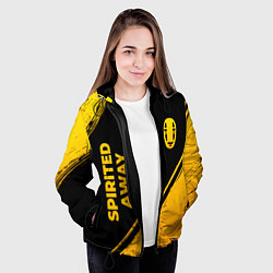 Куртка с капюшоном женская Spirited Away - gold gradient: надпись, символ, цвет: 3D-черный — фото 2