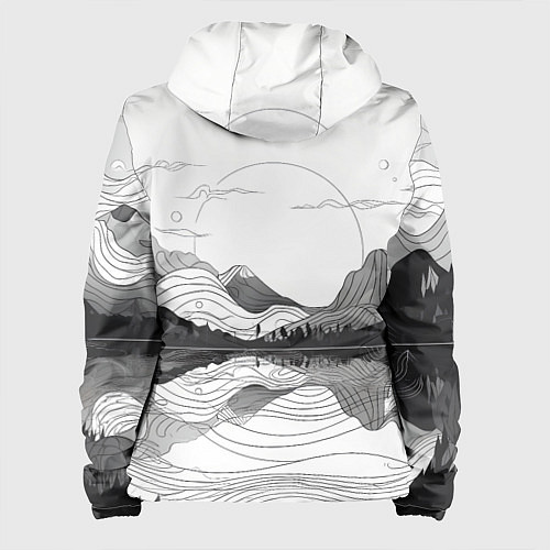 Женская куртка Минималистичный пейзаж чб / 3D-Белый – фото 2