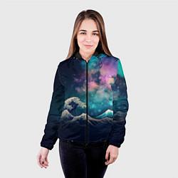 Куртка с капюшоном женская Космическая Большая волна в Канагаве, цвет: 3D-черный — фото 2