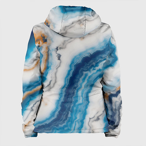 Женская куртка Узор волна голубой океанический агат / 3D-Черный – фото 2