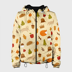 Куртка с капюшоном женская Паттерн - осень, цвет: 3D-черный