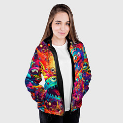 Куртка с капюшоном женская Кислотные чудики, цвет: 3D-черный — фото 2