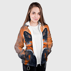 Куртка с капюшоном женская Нарисованная огненная лиса, цвет: 3D-белый — фото 2