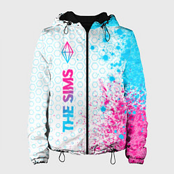 Куртка с капюшоном женская The Sims neon gradient style: по-вертикали, цвет: 3D-черный