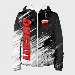 Куртка с капюшоном женская Ducati - потертости краски, цвет: 3D-белый