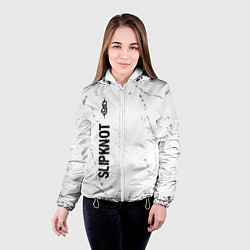 Куртка с капюшоном женская Slipknot glitch на светлом фоне: по-вертикали, цвет: 3D-белый — фото 2