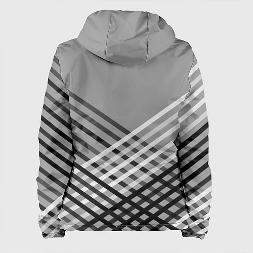 Женская куртка Косые черно-белые полосы на сером / 3D-Черный – фото 2