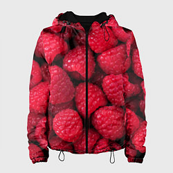 Куртка с капюшоном женская Малина - паттерн, цвет: 3D-черный