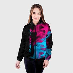 Куртка с капюшоном женская No Mans Sky - neon gradient: по-вертикали, цвет: 3D-черный — фото 2