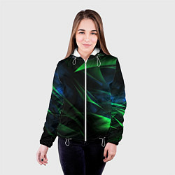 Куртка с капюшоном женская Dark green background, цвет: 3D-белый — фото 2