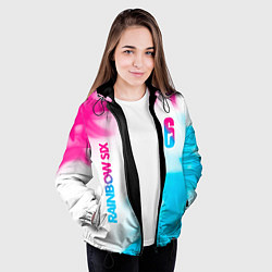 Куртка с капюшоном женская Rainbow Six neon gradient style: надпись, символ, цвет: 3D-черный — фото 2