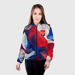 Куртка с капюшоном женская Красный герб России, цвет: 3D-черный — фото 2
