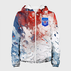 Куртка с капюшоном женская Краски и герб России, цвет: 3D-белый